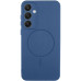 Накладка (з мікрофіброю) Silicone Cover Lakshmi Full Camera with Magnetic для Samsung S21 FE- темно-синій