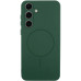 Накладка (з мікрофіброю) Silicone Cover Lakshmi Full Camera with Magnetic для Samsung S21 FE- темно-зелений