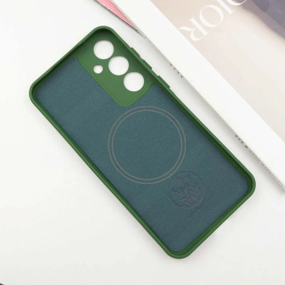 Накладка (з мікрофіброю) Silicone Cover Lakshmi Full Camera with Magnetic для Samsung S21 FE- темно-зелений