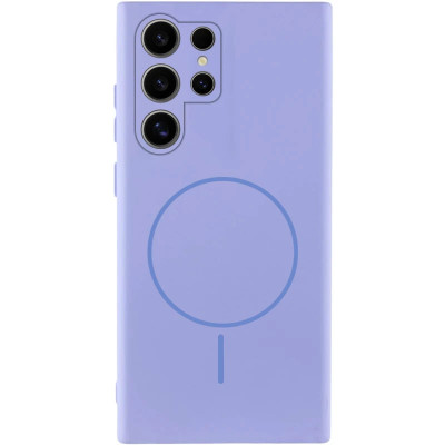 Накладка (з мікрофіброю) Silicone Cover Lakshmi Full Camera with Magnetic для Samsung S23 Ultra- бузковий
