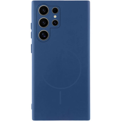 Накладка (з мікрофіброю) Silicone Cover Lakshmi Full Camera with Magnetic для Samsung S23 Ultra- темно-синій