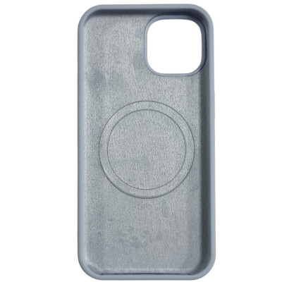 Накладка (з мікрофіброю) NO LOGO with Magnetic для iPhone 13- бузково блакитний