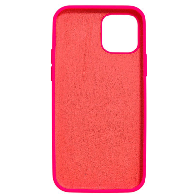 Накладка (з мікрофіброю) NO LOGO для iPhone 12 Pro / 12- яскраво-рожевий