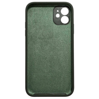 Накладка (з мікрофіброю) Silk Full Camera / квадратні кути / NO LOGO для iPhone 11- темно-зелений