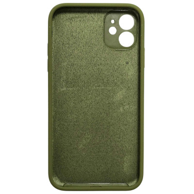 Накладка (з мікрофіброю) Silk Full Camera / квадратні кути / NO LOGO для iPhone 11- оливковий