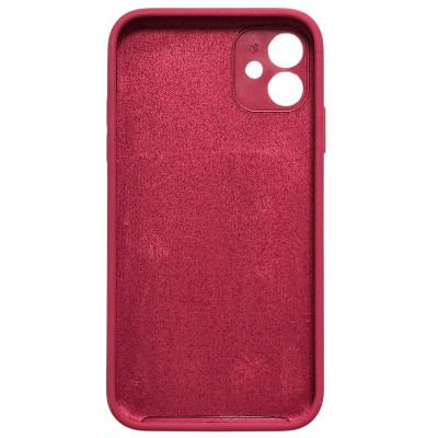 Накладка (з мікрофіброю) Silk Full Camera / квадратні кути / NO LOGO для iPhone 11- червона троянда