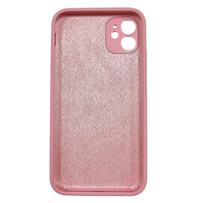 Накладка (з мікрофіброю) Silk Full Camera / квадратні кути / NO LOGO для iPhone 11- світло-рожевий