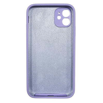 Накладка (з мікрофіброю) Silk Full Camera / квадратні кути / NO LOGO для iPhone 11- бузковий