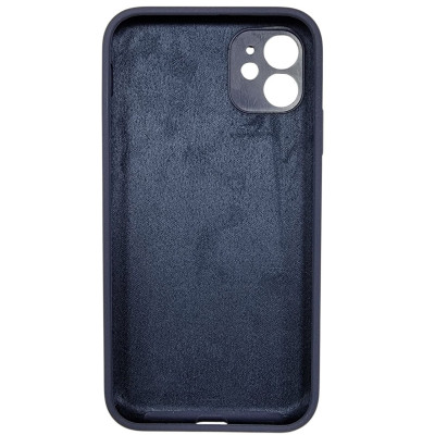 Накладка (з мікрофіброю) Silk Full Camera / квадратні кути / NO LOGO для iPhone 11- темно-синій