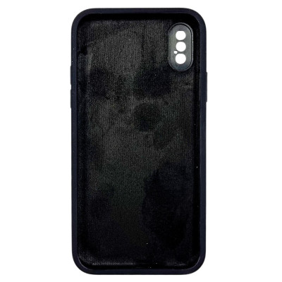Накладка (з мікрофіброю) Silk Full Camera / квадратні кути / NO LOGO для iPhone XS / X- чорний