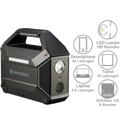 Зарядна станція Bresser Portable Power Supply 155Wh 100W USB AC DC переносний акумулятор + сонячна панель Зарядна станція Bresser Portable Power Supply 155Wh 100W USB AC DC переносний акумулятор + сонячна панель