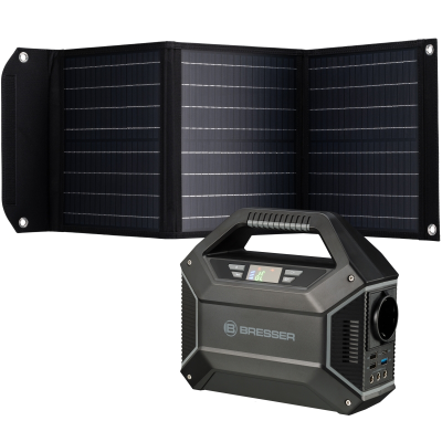 Зарядна станція Bresser Portable Power Supply 155Wh 100W USB AC DC переносний акумулятор + сонячна панель Зарядна станція Bresser Portable Power Supply 155Wh 100W USB AC DC переносний акумулятор + сонячна панель