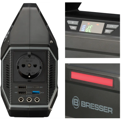 Зарядна станція Bresser Portable Power Supply 155Wh 100W USB AC DC переносний акумулятор + сонячна панель Зарядна станція Bresser Portable Power Supply 155Wh 100W USB AC DC переносний акумулятор + сонячна панель