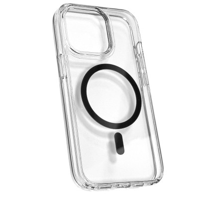 Накладка MagCore Clear with color Magnetic для iPhone 15 Pro- прозорий з чорний