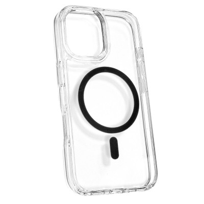 Накладка MagCore Clear with color Magnetic для iPhone 16- прозорий з чорний