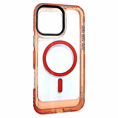 Накладка ArmorEdge Transparent (посилені борти) with Magnetic для iPhone 16 Pro Max- помаранчевий
