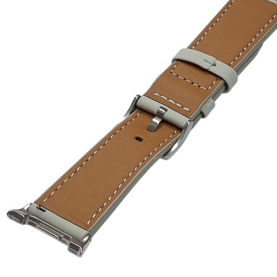 Ремінець шкіряний для Samsung Galaxy Watch 9 (40/44mm) / 8 (40/44mm) / 8 Classic- світло-сірий