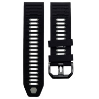 Ремінець силіконовий для годинників Garmin 22mm- чорний з сірим