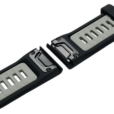 Ремінець силіконовий для годинників Garmin 26mm- чорний з сірим