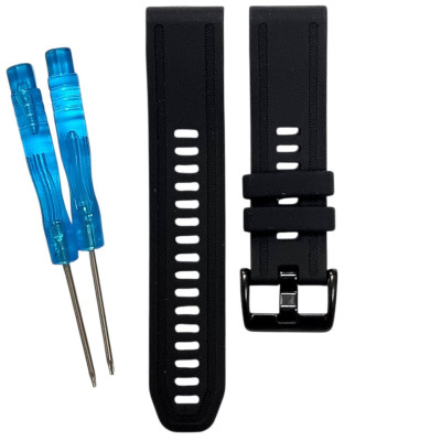 Ремінець шкіра+силікон для годинників Garmin 20mm- чорний