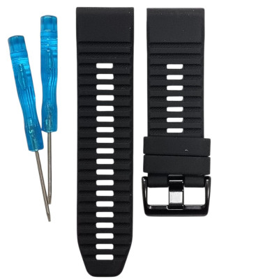 Ремінець шкіра+силікон для годинників Garmin 26mm- чорний