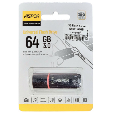USB Flash Aspor AR011 64GB- чорний USB Flash Aspor AR011 64GB- чорний