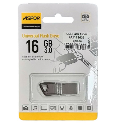 USB Flash Aspor AR114 16GB- срібло USB Flash Aspor AR114 16GB- срібло
