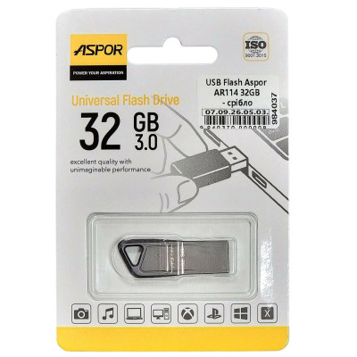 USB Flash Aspor AR114 32GB- срібло USB Flash Aspor AR114 32GB- срібло