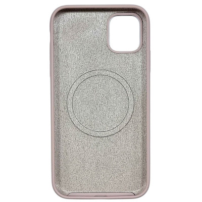 Накладка (з мікрофіброю) NO LOGO with Magnetic для iPhone 11- пастельно-рожевий