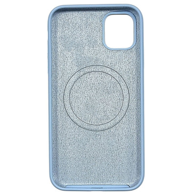 Накладка (з мікрофіброю) NO LOGO with Magnetic для iPhone 11- бузково блакитний