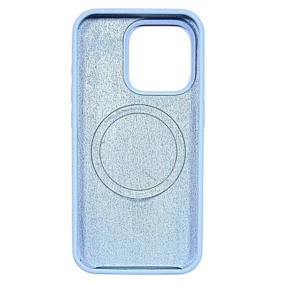 Накладка (з мікрофіброю) NO LOGO with Magnetic для iPhone 13 Pro Max- бузково блакитний