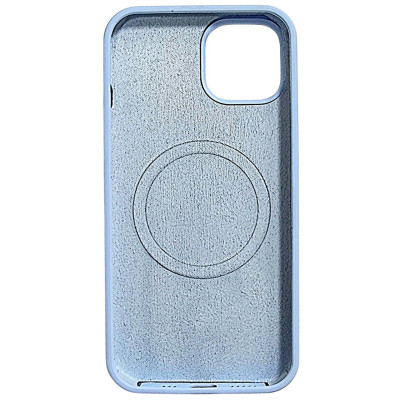 Накладка (з мікрофіброю) NO LOGO with Magnetic для iPhone 14- бузково блакитний