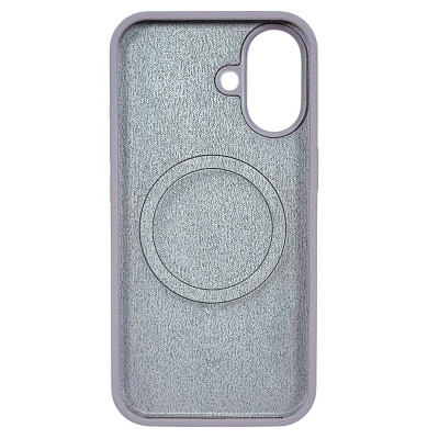 Накладка (з мікрофіброю) NO LOGO with Magnetic для iPhone 16- пастельно-рожевий