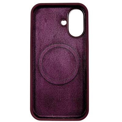 Накладка (з мікрофіброю) NO LOGO with Magnetic для iPhone 16- сливовий