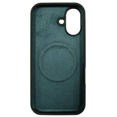 Накладка (з мікрофіброю) NO LOGO with Magnetic для iPhone 17- темно-зелений