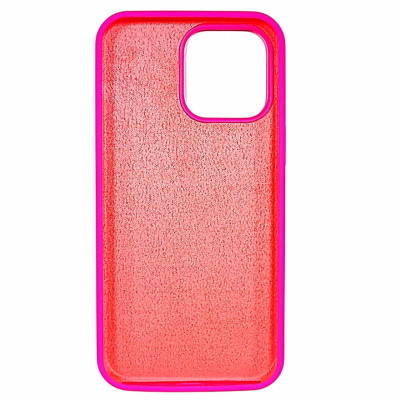 Накладка (з мікрофіброю) NO LOGO для iPhone 16 Pro Max- яскраво-рожевий