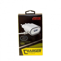 Мережевий зарядний пристрій Aspor A802 (1USB/1A) LED + USB кабель Micro- білий Мережевий зарядний пристрій Aspor A802 (1USB/1A) LED + USB кабель Micro- білий
