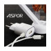 Мережевий зарядний пристрій Aspor A802 (1USB/1A) LED + USB кабель Micro- білий