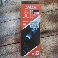 USB кабель Aspor 360 Pro Lightning magnetic- чорний USB кабель Aspor 360 Pro Lightning magnetic- чорний