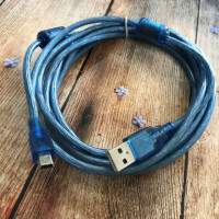USB кабель Mini USB (3м) в тех. упаковці- синій USB кабель Mini USB (3м) в тех. упаковці- синій