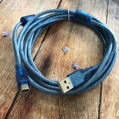 USB кабель Mini USB (3м) в тех. упаковці- синій USB кабель Mini USB (3м) в тех. упаковці- синій