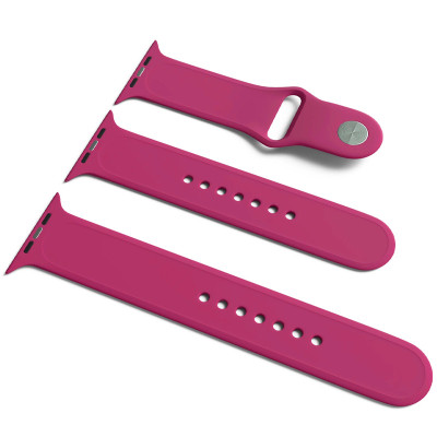 Ремінець силіконовий для Apple Watch Sport Band 42(ser.1-3)/44/45/46/49mm (S/M and M/L) 3pcs- бордовий