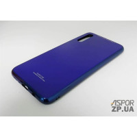 Накладка Glass з окантовкою для Samsung A70/A705- синій