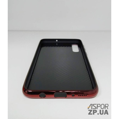 Накладка Glass з окантовкою для Samsung A70/A705- червоний
