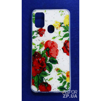 Накладка Glitter для Samsung M30S/M307/M21/M215- №2 Червоні квіти Накладка Glitter для Samsung M30S/M307/M21/M215- №2 Червоні квіти