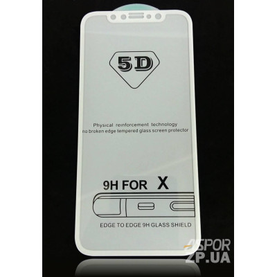 Скло захисне 4D для iPhone X/Xs в тех. упаковці- білий Скло захисне 4D для iPhone X/Xs в тех. упаковці- білий