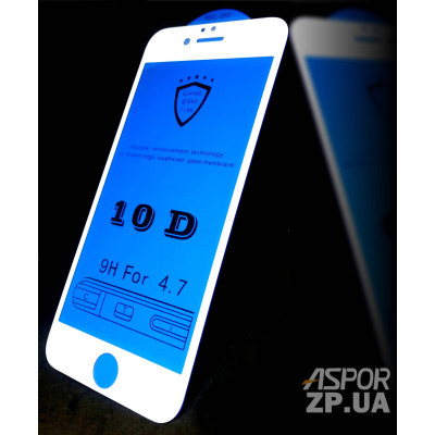Скло захисне 10D для iPhone 6- білий