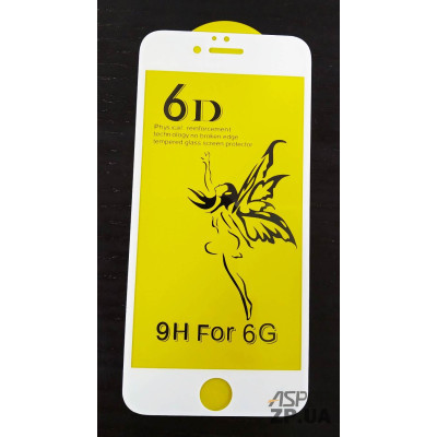 Скло захисне 6D Premium для iPhone 6 в тех. упаковці- білий Скло захисне 6D Premium для iPhone 6 в тех. упаковці- білий