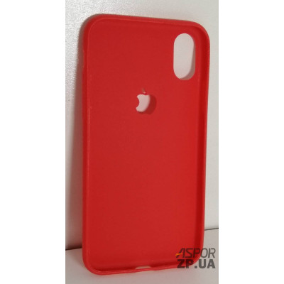 Накладка PU під шкіру для iPhone X/XS з вирізом під яблуко- червоний