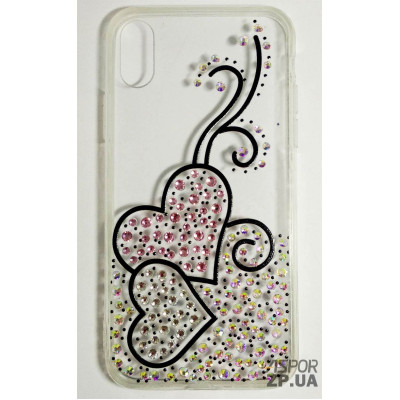 Накладка Younicou Серденька Swarowski для iPhone X/XS- прозорий Накладка Younicou Серденька Swarowski для iPhone X/XS- прозорий